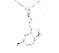 Feng Shui Accessori per ragazze Collana in argento sterling 925 con serotonina per donne e uomini, Birra 3D Trinitrotolu Vitamina C Cocaina Acqua DMT Molecola Scienza Biologia Collana con ciondolo con