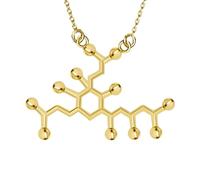Feng Shui Accessori per ragazze Collana in argento sterling 925 con serotonina per donne e uomini, Birra 3D Trinitrotolu Vitamina C Cocaina Acqua DMT Molecola Scienza Biologia Collana con ciondolo con