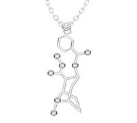 Feng Shui Accessori per ragazze Collana in argento sterling 925 con serotonina per donne e uomini, Birra 3D Trinitrotolu Vitamina C Cocaina Acqua DMT Molecola Scienza Biologia Collana con ciondolo con