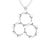 Feng Shui Accessori per ragazze Collana in argento sterling 925 con serotonina per donne e uomini, Birra 3D Trinitrotolu Vitamina C Cocaina Acqua DMT Molecola Scienza Biologia Collana con ciondolo con