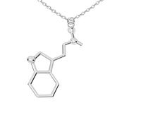 Feng Shui Accessori per ragazze Collana in argento sterling 925 con serotonina per donne e uomini, Birra 3D Trinitrotolu Vitamina C Cocaina Acqua DMT Molecola Scienza Biologia Collana con ciondolo con