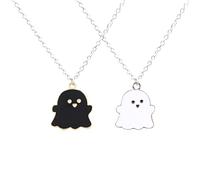 Feng Shui Accessori per Ragazze Collana in Argento Sterling 925 per Donne e Uomini, Migliore Amico Simpatico Cartone Animato Diavolo Amicizia Coppia Ciondolo, Collana a Fascia, Collana urla Viso,