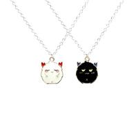 Feng Shui Accessori per Ragazze Collana in Argento Sterling 925 per Donne e Uomini, Migliore Amico Simpatico Cartone Animato Diavolo Amicizia Coppia Ciondolo, Collana a Fascia, Collana urla Viso,