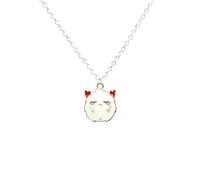 Feng Shui Accessori per Ragazze Collana in Argento Sterling 925 per Donne e Uomini, Migliore Amico Simpatico Cartone Animato Diavolo Amicizia Coppia Ciondolo, Collana a Fascia, Collana urla Viso,