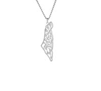 Feng Shui Accessori per Ragazze Collana Israele, Argento Sterling 925 Collana con Pendente Mappa Israele Palestina Paese Geografia Collane a Catena per Donne Gioielli Regalo Commercio all'Ingrosso