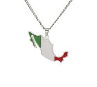 Feng Shui Accessori per Ragazze Collana Messicana in Argento Sterling 925 per Donne e Uomini, Collana con Ciondolo con Mappa del Messico con Città Collana con Bandiera del Messico Collana Rurale,