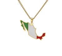 Feng Shui Accessori per Ragazze Collana Messicana in Argento Sterling 925 per Donne e Uomini, Collana con Ciondolo con Mappa del Messico con Città Collana con Bandiera del Messico Collana Rurale,