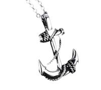 Feng Shui Accessori per ragazze Collana pirata in argento sterling 925 per uomini e donne, Collana pirata con spada Collana con ancoraggio testa teschio di Halloween retrò, Collana con teschio Collana