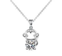 Feng Shui Accessori per ragazze Collana scimmia in argento sterling 925 per donne e uomini, collane di scimmie animali, ciondolo gabbia scimmia, ciondolo scimmia, collana scimmia per ragazze, ciondolo