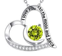 Feng Shui Accessori per Ragazze Regali di Compleanno per lei Collana Ti Amo Fino alla Luna e Ritorno Argento Sterling 925 Settembre Ottobre Pietre Portafortuna Gioielli Ciondolo a Cuore Zaffiro Blu