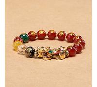 Feng Shui Bracciale a Cinque Elementi in Agata Ossidiana Cambia Colore Guarigione Charka Bracciale in Intagliato a Mano Gli dei della ricchezza attirano la Fortuna Che Protegge Gli Spiriti,Rosso,10mm