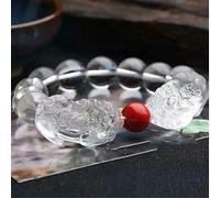 Feng Shui Bracciale in di ricchezza Bracciale Doppio in di Quarzo Trasparente Naturale Bracciale per Coppia Attira ricchezza Talismano per prosperità Denaro Buona Fortuna, 14MM