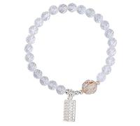 Feng Shui Bracciale Ricchezza, Bracciale con Perline di Giada, Cristallo Bianco Naturale Citrino Bracciale in Argento 925 Abaco Buona Fortuna Bracciale con Amuleto Ricco Fiore di Pesco for Donne, Cina