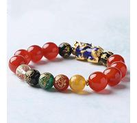 Feng Shui Bracciale Ricchezza per Donna Agata Rossa Naturale e Agata Nera Che Cambia Colore Cinque Ricchezze Bracciale Mantra a Sei Caratteri Bracciale Rigido Elastico Amuleto Attira