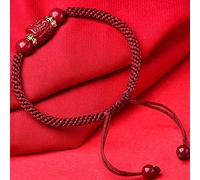 Feng Shui Braccialetto Wealth Bracciale in cinabro rosso for donna cinabro a sei caratteri Mantra tubo di trasferimento Bracciale con perline in cinabro Bracciale intrecciato fortunato regolabile unis