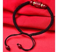 Feng Shui Braccialetto Wealth Bracciale in cinabro rosso for donna cinabro a sei caratteri Mantra tubo di trasferimento Bracciale con perline in cinabro Bracciale intrecciato fortunato regolabile unis
