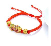 Feng Shui Cambia Colore Pixiu Pi Yao Bracciale Vietnamita Oro Regolabile Cordone Fu/Happiness Mark Rosso Prosperità Amuleto Bracciale Talismano for Protezione Denaro Buona Fortuna CAI Chi Cinabro