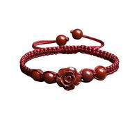 Feng Shui Cinabro Naturale Prosperità Fiori Braccialetti Intrecciati con Corda Rossa for Donne Ragazze, Regolabile Buona Fortuna con Perline Attira Ricchezza Moda Amuleto Braccialetti con Ciondoli for