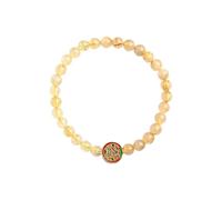 Feng shui cinque divinità ricchezza in rilievo braccialetti elasticizzati, citrini e braccialetti di cristallo di energia in quarzo rutilato dorato per felicità per la fortuna, braccialetto di pietre