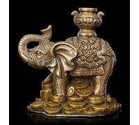 Feng Shui Figura - Elefante Con Goldstücken - Felicità Ricchezza Statua Deko R