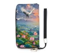 Feng Shui Fiore di Loto Fioritura Portafoglio Sottile per Le Donne Borsa Lunga Carino Pochette Da Polso Borsetta Titolari di Carte, Stile:, 20x10.5cm