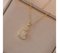 Feng Shui Fortuna Toad Acciaio Inox Oro Placcato Ciondolo Collana