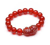Feng shui fortunato braccialetto pixiu agati naturali 8/10mm bracciale reiki bracciale chakra meditazione per donne gli spiriti malvagi portano buona fortuna prosperità cinnabar (dimensioni: 10mm)