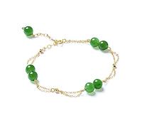 Feng Shui Hetian Jasper Bracciale Wealth Bracciale con Oro 14k Oro Naturale Autentico Gemma Verde Naturale Chakra Reiki amuleto buona Fortuna Bracciale per la ricchezza fortunata Donna, Orecchini