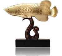 Feng Shui Oro Oro figurina Koi Carpe Statues Scultura, Arredamento per la casa per Animali da Mare di arowana, Decorazioni per la Cucina Desktop Figura Artistica, Ornamenti per Pavimento oceanico per