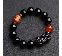 Feng Shui Ossidiana Nera/Bracciale della ricchezza Autentico Gioielli in Agata Guarigione Chakra Amuleto di Bracciale Portafortuna degli Spiriti del quartiere della ricchezza Regali per Donne