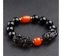 Feng Shui Ossidiana Nera/Bracciale della ricchezza Autentico Gioielli in Agata Guarigione Chakra Amuleto di Bracciale Portafortuna degli Spiriti del quartiere della ricchezza Regali per Donne