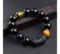 Feng Shui Ossidiana Nera/Bracciale della ricchezza Autentico Gioielli in Agata Guarigione Chakra Amuleto di Bracciale Portafortuna degli Spiriti del quartiere della ricchezza Regali per Donne