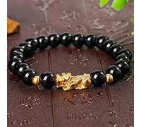 Feng Shui Ossidiana Nera Oro Piyao/Bracciale della ricchezza Gioielli Autentici Guarigione Chakra Amuleto di Bracciale degli Spiriti del quartiere della ricchezza Fortunato Regali per Donne Uomini,