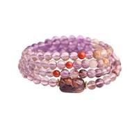 Feng Shui Pi xiu Braccialetti di perline, nove bracciale di cristallo di fuoco viola attirano ricchi fortunati per gli uomini, pietre rotonde a strati bracciale elastico impilabile per alleviare