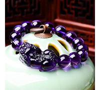 Feng Shui Ricchezza Bracciale Amuleto Bracciale in di Quarzo Viola Naturale Bracciale Elastico con Perline Bracciale per Coppia Talismano per prosperità Soldi Buona Fortuna,10MM
