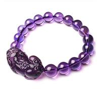 Feng Shui Ricchezza Bracciale Amuleto Bracciale in di Quarzo Viola Naturale Bracciale Elastico con Perline Bracciale per Coppia Talismano per Prosperità Soldi Buona Fortuna,8MM