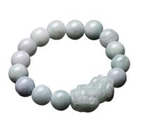 Feng Shui Ricchezza Bracciale Pixiu Bracciale con perline di cristallo di giada naturale for donna Il miglior talismano di meditazione Chakra Reiki for prosperità Soldi Buona fortuna Cinabro(12mm)