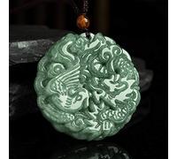Feng Shui Ricchezza Collana con Ciondolo in Giada Collana con Ciondolo Drago e Fenice in giadeite Naturale Pietra curativa Attrae ricchezza Talismano per la prosperità Denaro Buona Fortuna