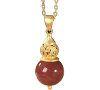 Feng Shui Southern Red Agate Wealth con Hollow Out Hulu S925Autentico Chakra Healing Reiki Attrarre la ricchezza Amuleto Good Fortune allontana gli spiriti malvagi