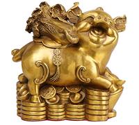 Feng Shui Statua di Maiale Decor, Sculture in Ottone Decorazioni per la casa Attirare Ricchezza Figurine dello Zodiaco Cinese Decorazione per Ufficio da Collezione, Brass