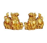 Feng Shui Table Statue 1 Coppia di Ornamenti di Coraggio di Rame per Migliorare Lo Studio del Salotto dell'ufficio Feng Shui Decorazioni di Fortuna Decorazioni (Dimensioni: Piccolo)