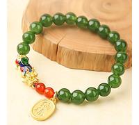 Feng Shui Wealth Bracelet for Women Natural Red Agate Black Agate Jade Jasper Amgate Jade Jasper Amazonite Color Changing Pixiu Pi Yao Bracelet Elastic Beaded Bracelet Attracts Mo,Jasper