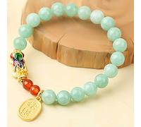 Feng Shui Wealth Bracelet for Women Natural Red Agate Black Agate Jade Jasper Amgate Jade Jasper Amazonite Color Changing Pixiu Pi Yao Bracelet Elastic Beaded Bracelet Attracts Mo,Newpolarjade