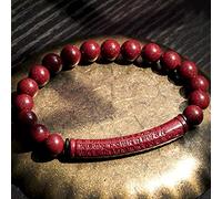 Feng Shui Wealth Lucky Bracciale Bracciale Naturale Cinnabar Perline buddiste intagliate il cuore del bracciale sutra Bracciale Crystal Off Spiriti malvagi Porta prosperità, Red Cinnabar (Colore: