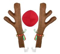 Fengaim Corna e Naso di Renna per Auto, Decorazioni Natalizie per Tetto, Finestra e Griglia - Kit Rudolph per SUV, Van e Truck