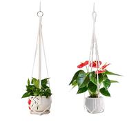 FENGCHUANG 2 Pcs Vasi Sospesi per Piante 85cm ortafiori Corda Tessitura a Mano, Cestino Corda di Cotone Appeso Fioriera da Parete Vasi da Fiori Appendiabiti per Cestini Appesi Nel Giardino di Casa