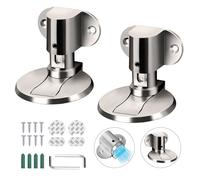 FENGCHUANG 2 Pezzi Fermaporta Magnetico Invisibile 6 x 5.2 cm Fermaporta Magnetico Regolabili con Adesivo 3M e Viti per Porte per Vari Tipi di Porte Fissi a Pavimento(Argento)