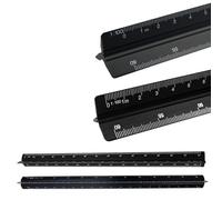 FENGCHUANG 2 Pezzi Scalimetro Righello Trinagolare Ideale, Scalimetro Professionale Triangolare 1:20 1:25 1:50 1:75 1:100 1:125/1:100 1:200 1:250 1:300 1:400 1:500 per Architetti, Alunno (Nero)