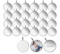 FENGCHUANG 25 Pezzi Cabochon, 25MM Ciondoli Vassoio Tondo, Acciaio Inossidabile Impostazioni Vassoio Kit per Idee Regalo Donna Uomo Ragazzi