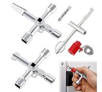 FENGCHUANG 3 Pezzi Chiave Inglese, Chiave Universale 4 Vie Tasto Triangolo Chiave, Chiave a Croce per Armadietto, Chiave per Idraulici, per Contatori Acqua Elettricità Radiatori Contatori Gas